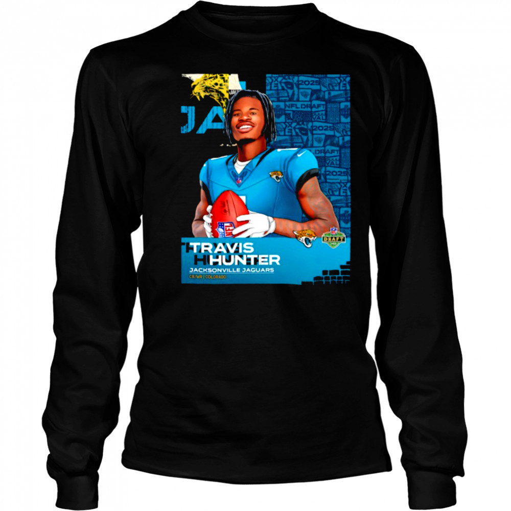 Travis Hunter Jacksonville Jaguars 2025 NFL Draft art shirt Long Sleeved