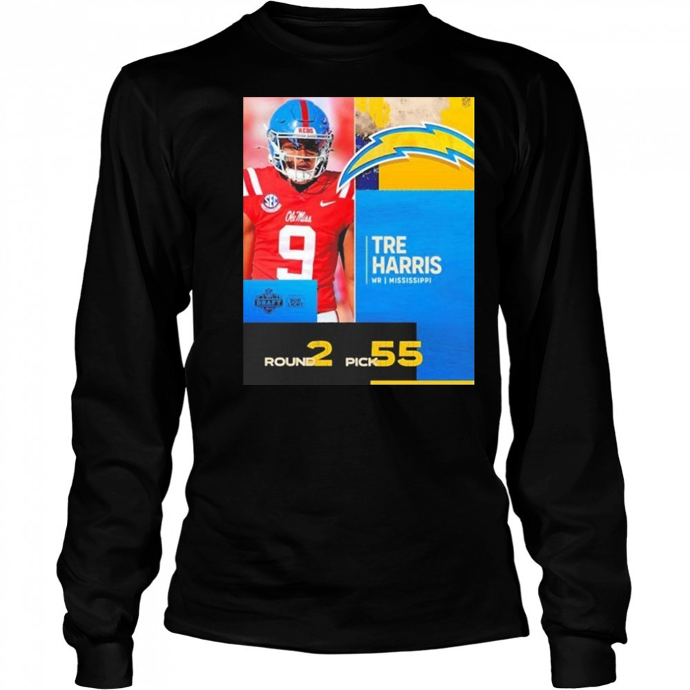 Tre Harris Los Angeles Chargers Pick 2025 Nfl Draft T-Shirt Long Sleeved