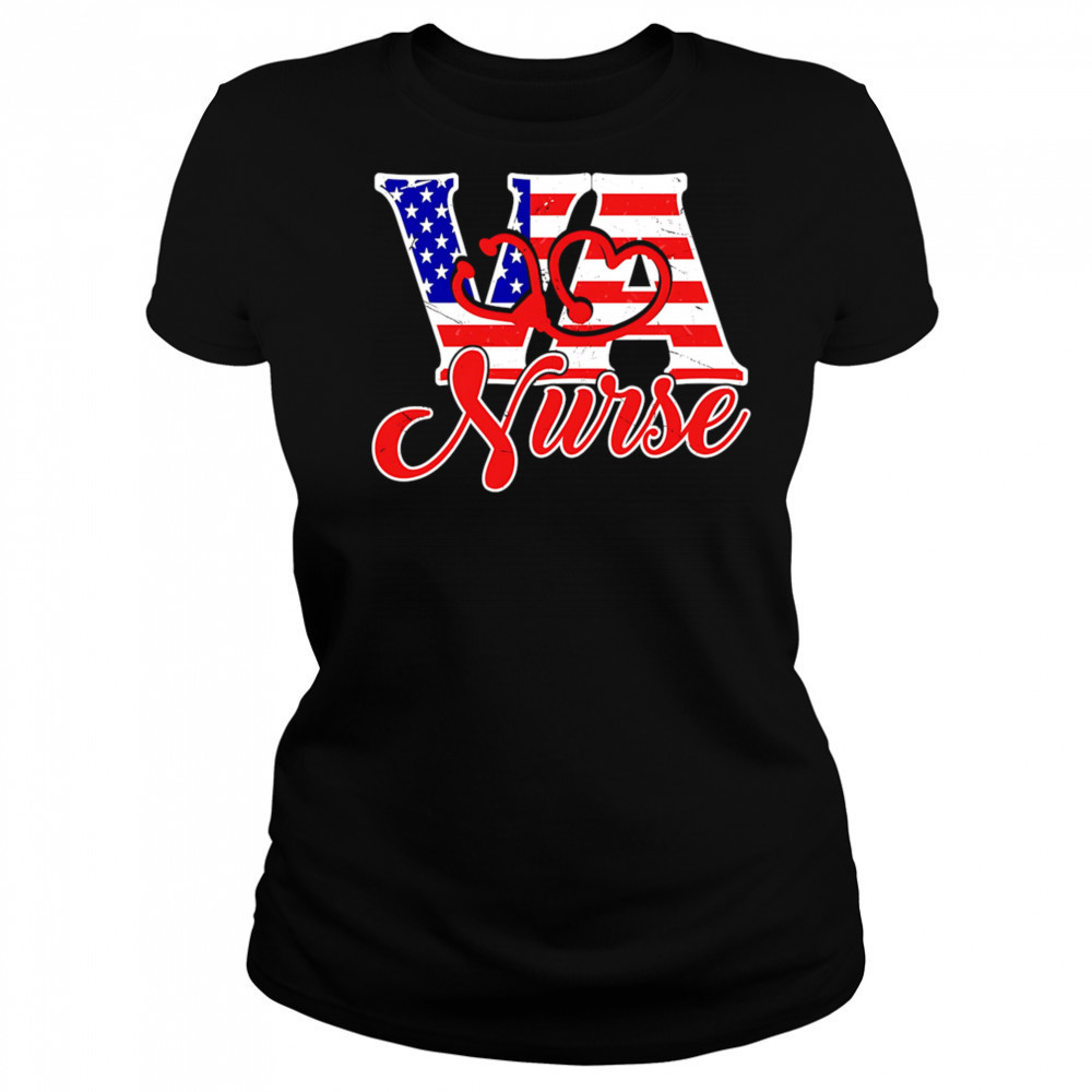 VA love nurse American flag shirt Women's T-shirt