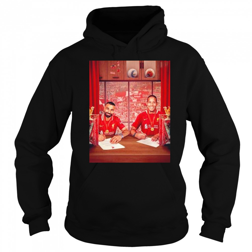 Virgil van Dijk and Mohamed Salah new contracts new medals shirt Sweatshirt