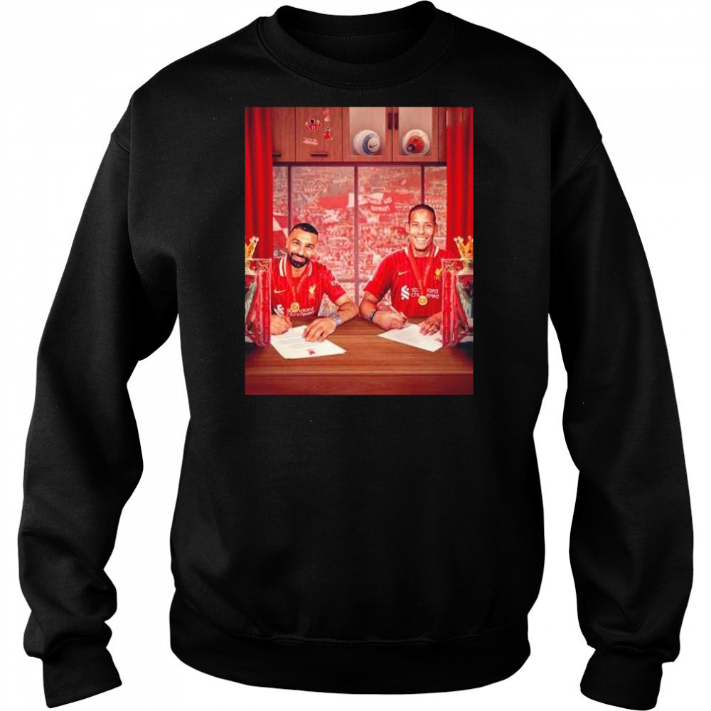 Virgil van Dijk and Mohamed Salah new contracts new medals shirt Hoodie
