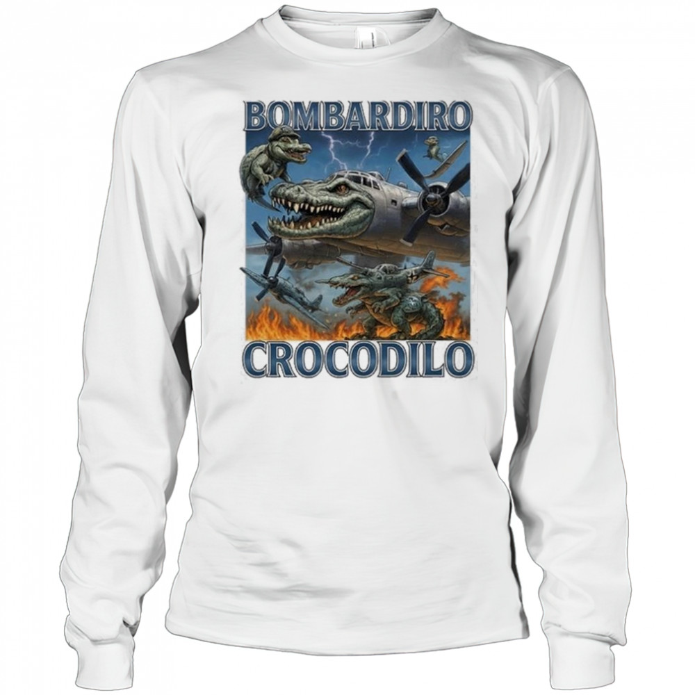 Bombardiro Crocodilo Italian Brainrot Meme Shirt Long Sleeved