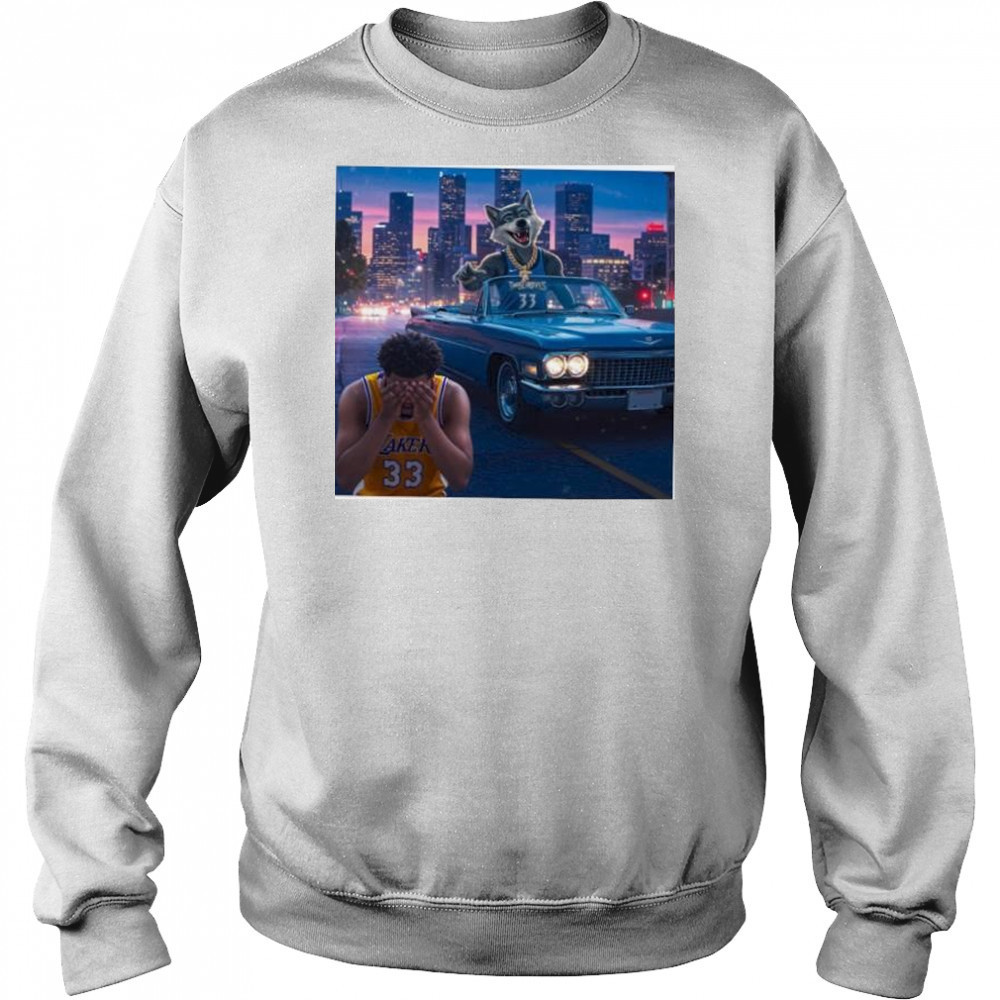 Minnesota Timberwolves beat Los Angeles Lakers skyline mascot shirt Hoodie