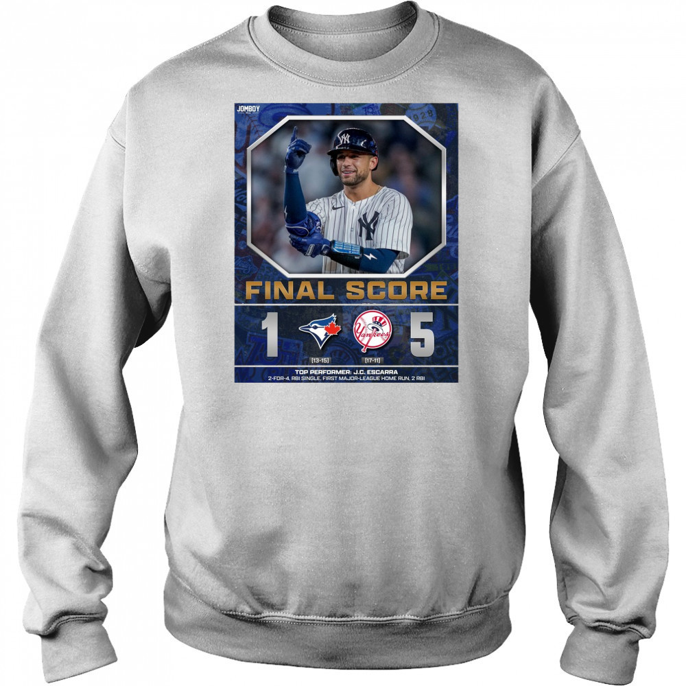 New York Yankees Win Toronto Blue Jays Final Score 5 – 1 Top Performer J.C. Escarra Poster t-shirt Hoodie