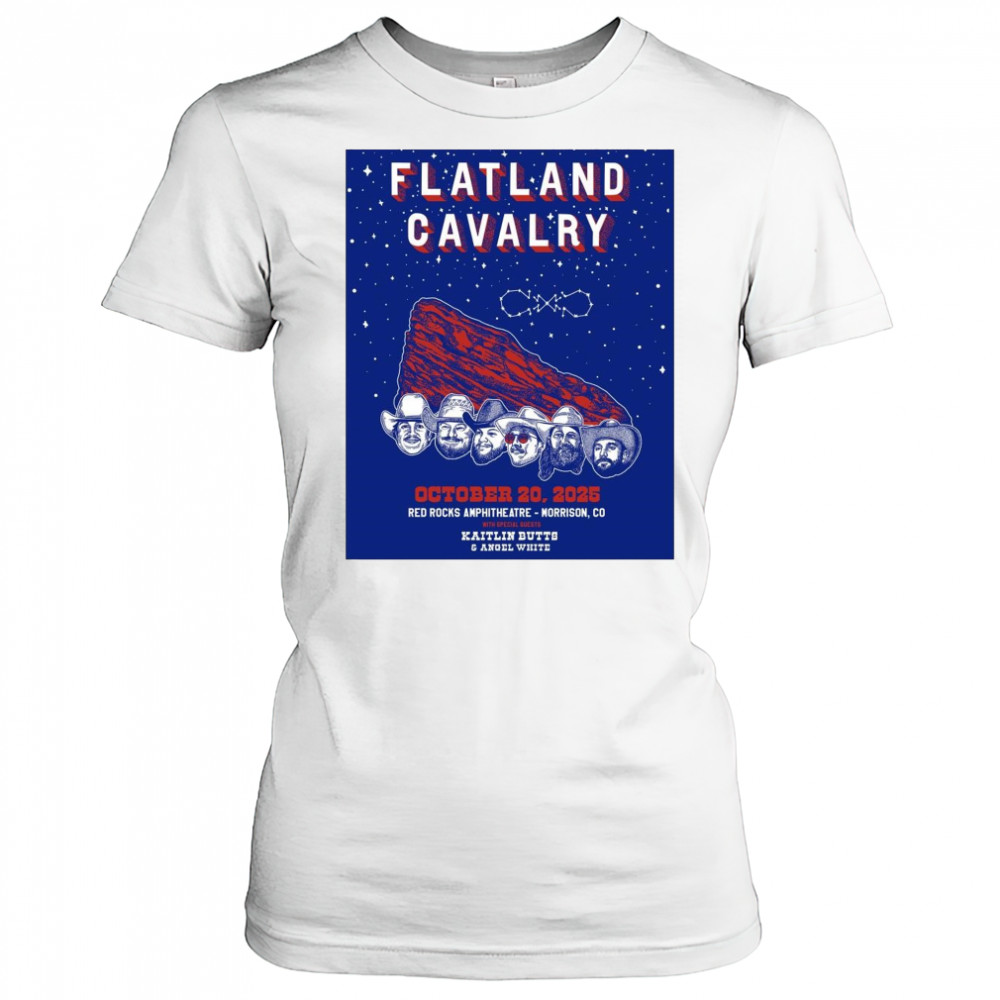 Poster Flatland Cavalry October 20 2025 Red Rocks Amphitheatre Morrison Co With Kaitlin Butts & Angel White t-shirt Women's T-shirt