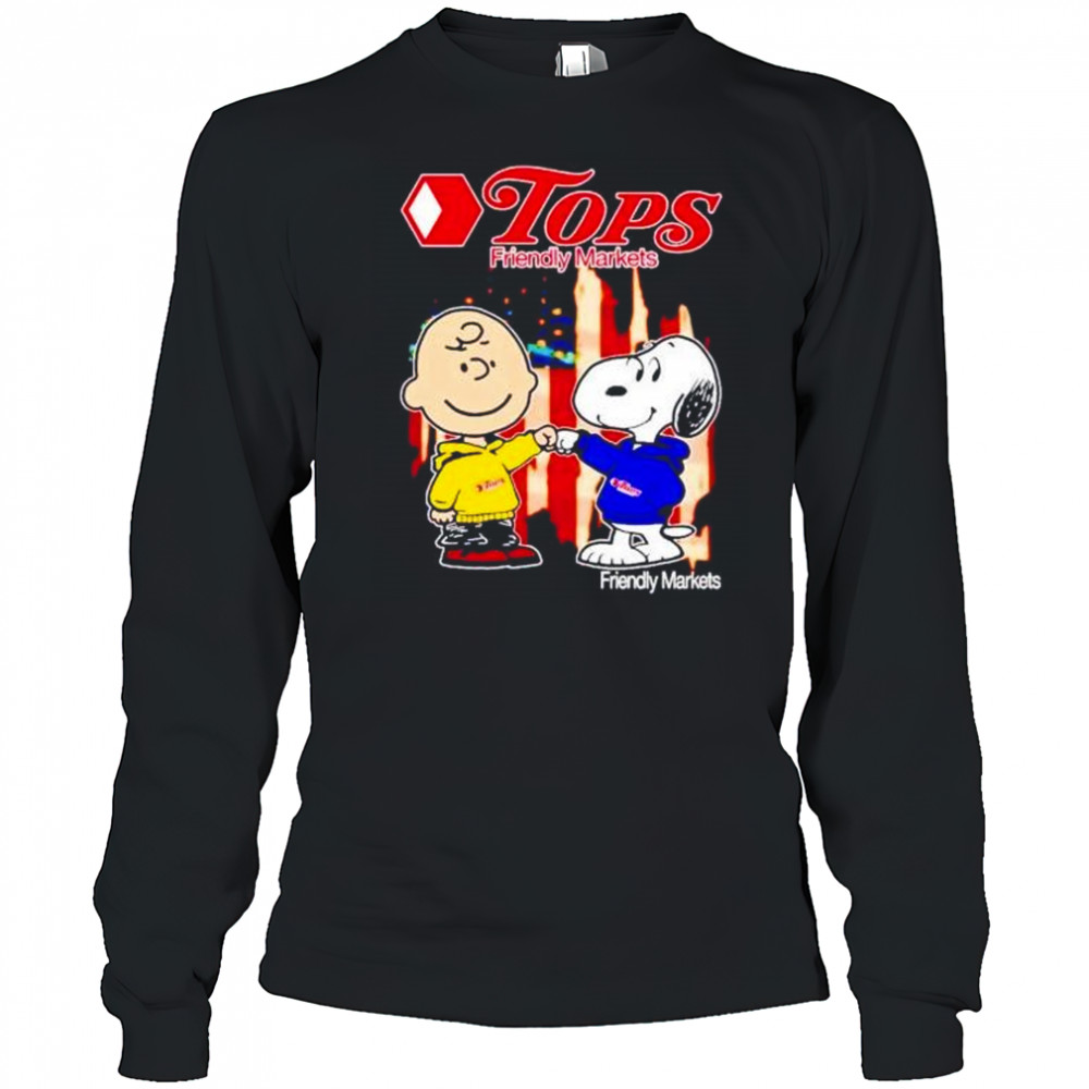 Tops Friendly Markets Charlie Brown and Snoopy shirt Long Sleeved