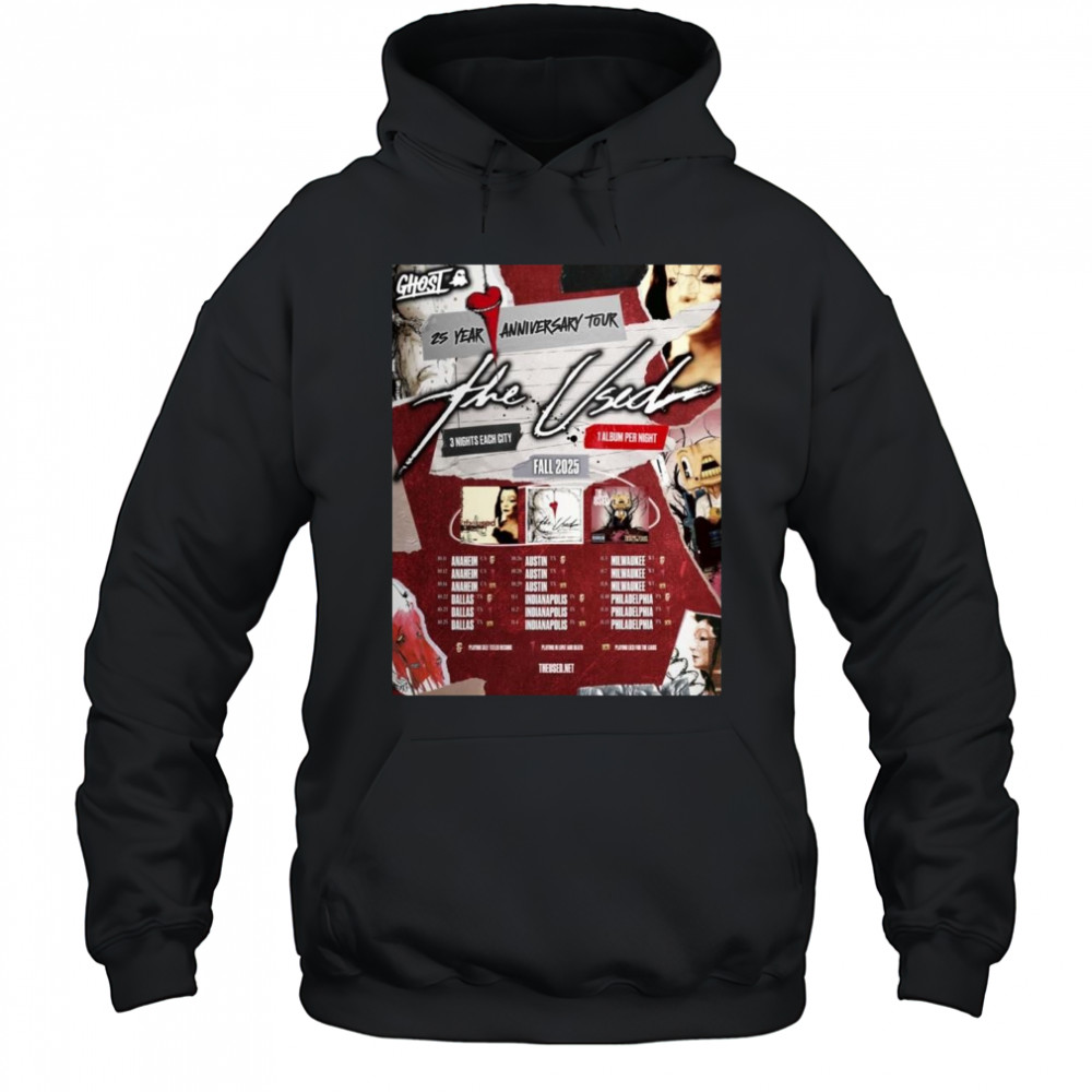 The Used 25th Anniversary Tour Fall 2025 Schedule Tour Shirt Hoodie