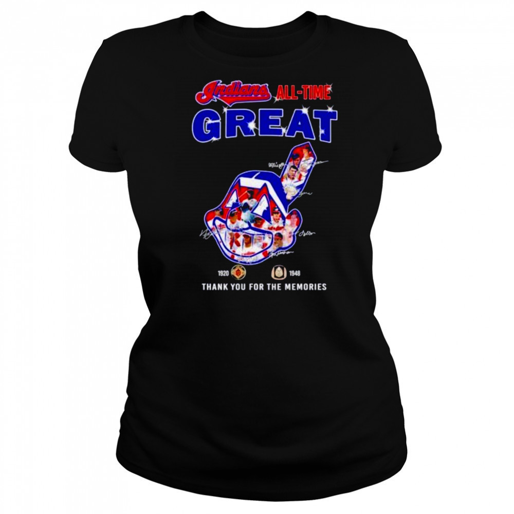 Cleveland Indians all time great 1920 1948 thank you for the memories logo players signature shirt Women's T-shirt
