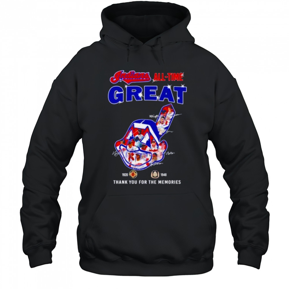 Cleveland Indians all time great 1920 1948 thank you for the memories logo players signature shirt Hoodie