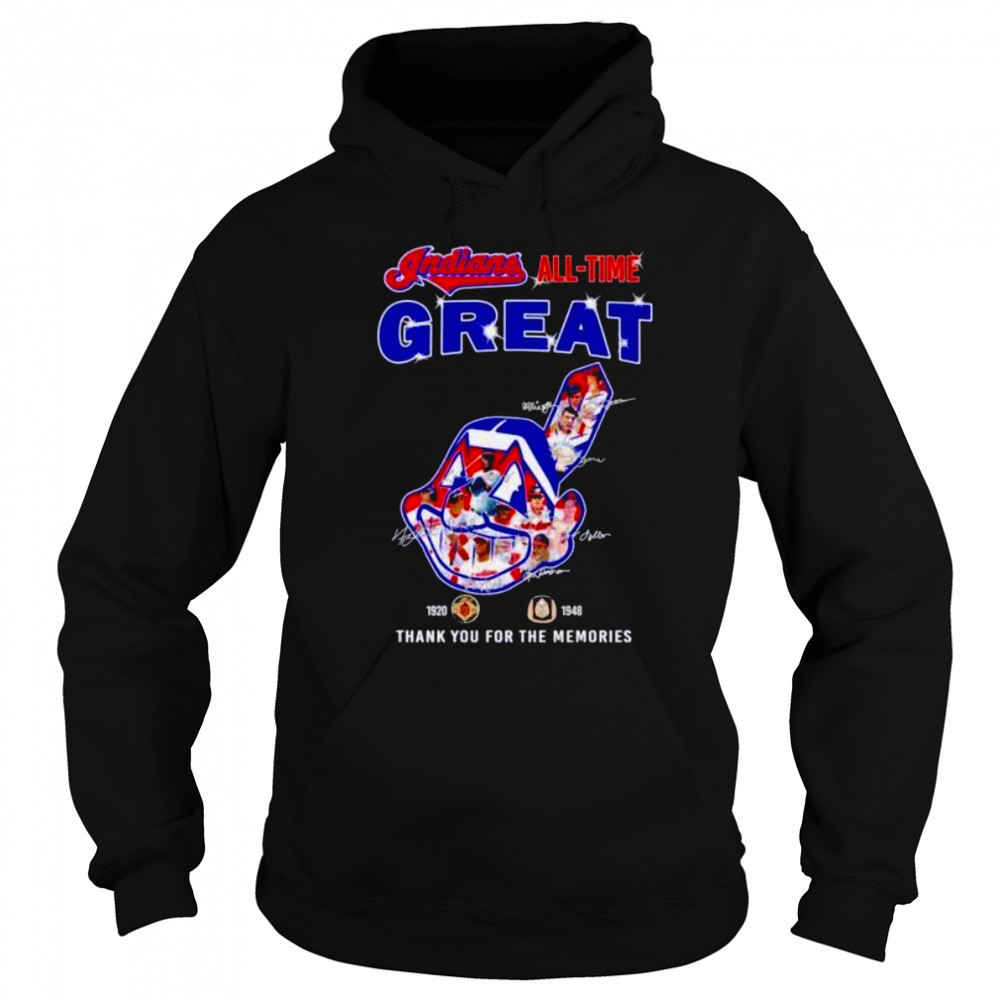 Cleveland Indians all time great 1920 1948 thank you for the memories logo players signature shirt Sweatshirt