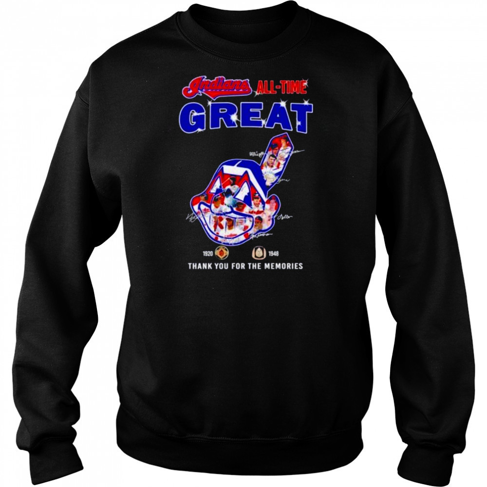 Cleveland Indians all time great 1920 1948 thank you for the memories logo players signature shirt Hoodie