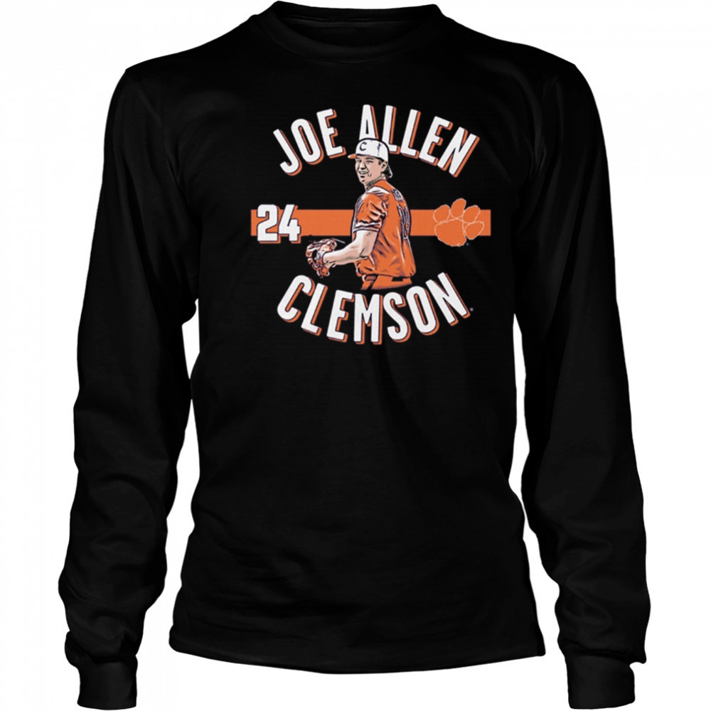 Joe Allen 24 Clemson Tigers Baseball NCAA Division I Illustrated t-shirt Long Sleeved