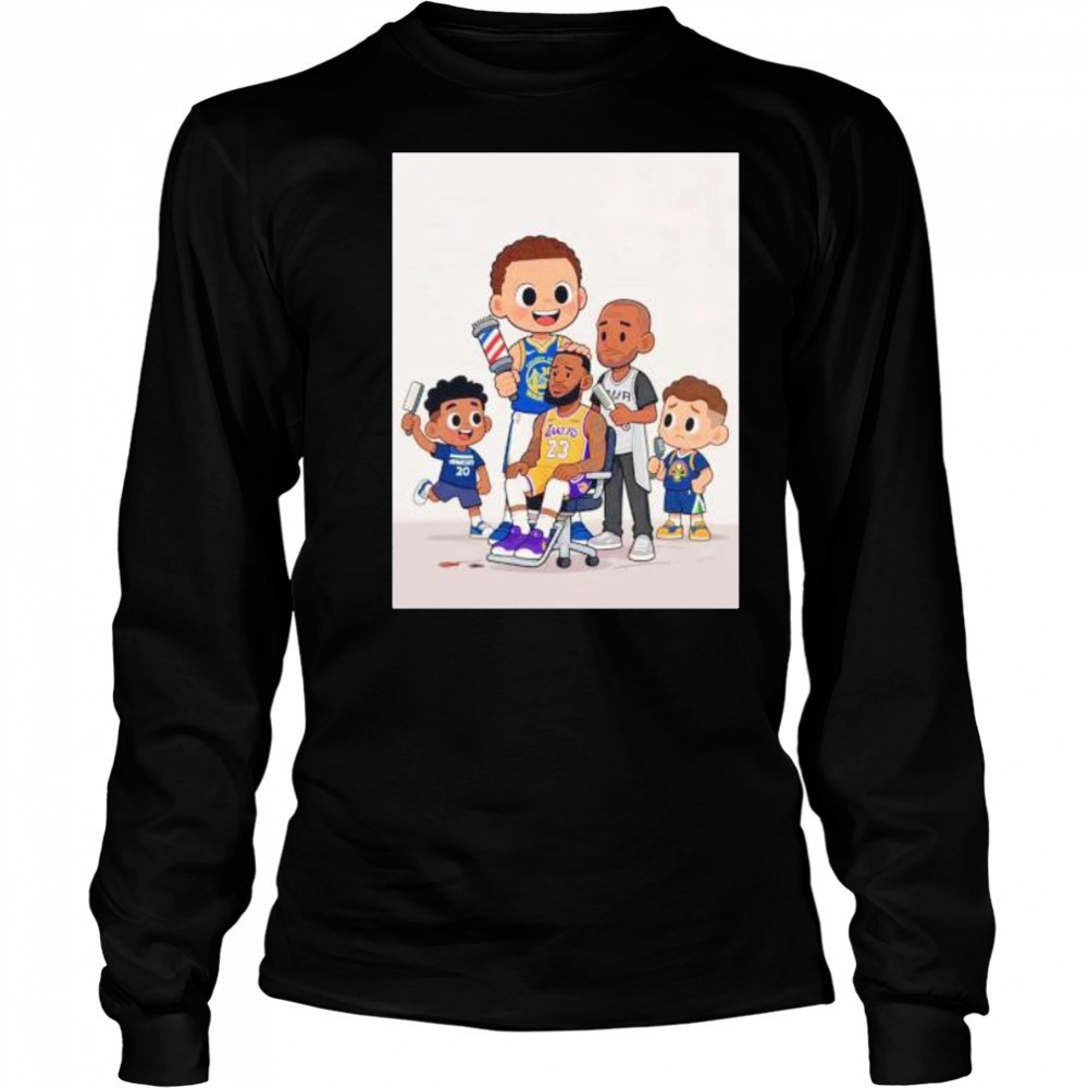 LeBron James haircut alongside other NBA players after Lakers loss Timberwolves cartoon shirt Long Sleeved
