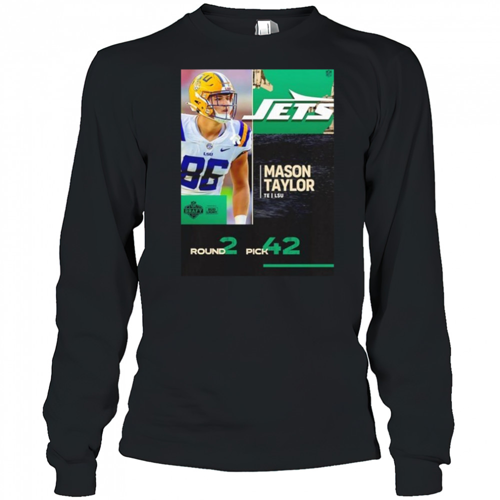 Mason Taylor New York Jets 2025 Nfl Draft Poster T-Shirt Long Sleeved