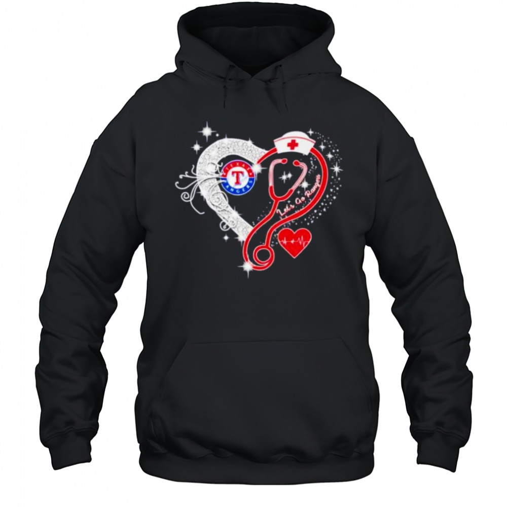 Nurse Texas Rangers let’s go Rangers heart stethoscope shirt Hoodie