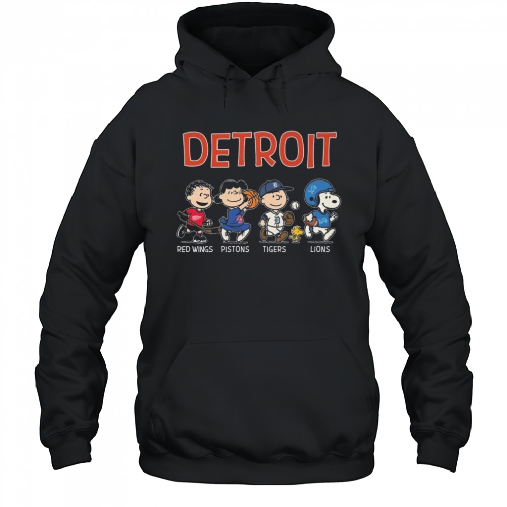 Peanuts Detroit Red Wings x Detroit Pistons x Detroit Tigers x Detroit Lions 2025 Shirt Hoodie