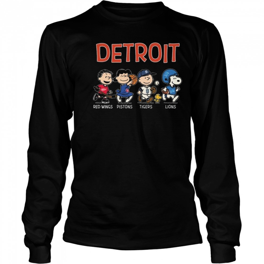 Peanuts Detroit Red Wings x Detroit Pistons x Detroit Tigers x Detroit Lions 2025 Shirt Long Sleeved