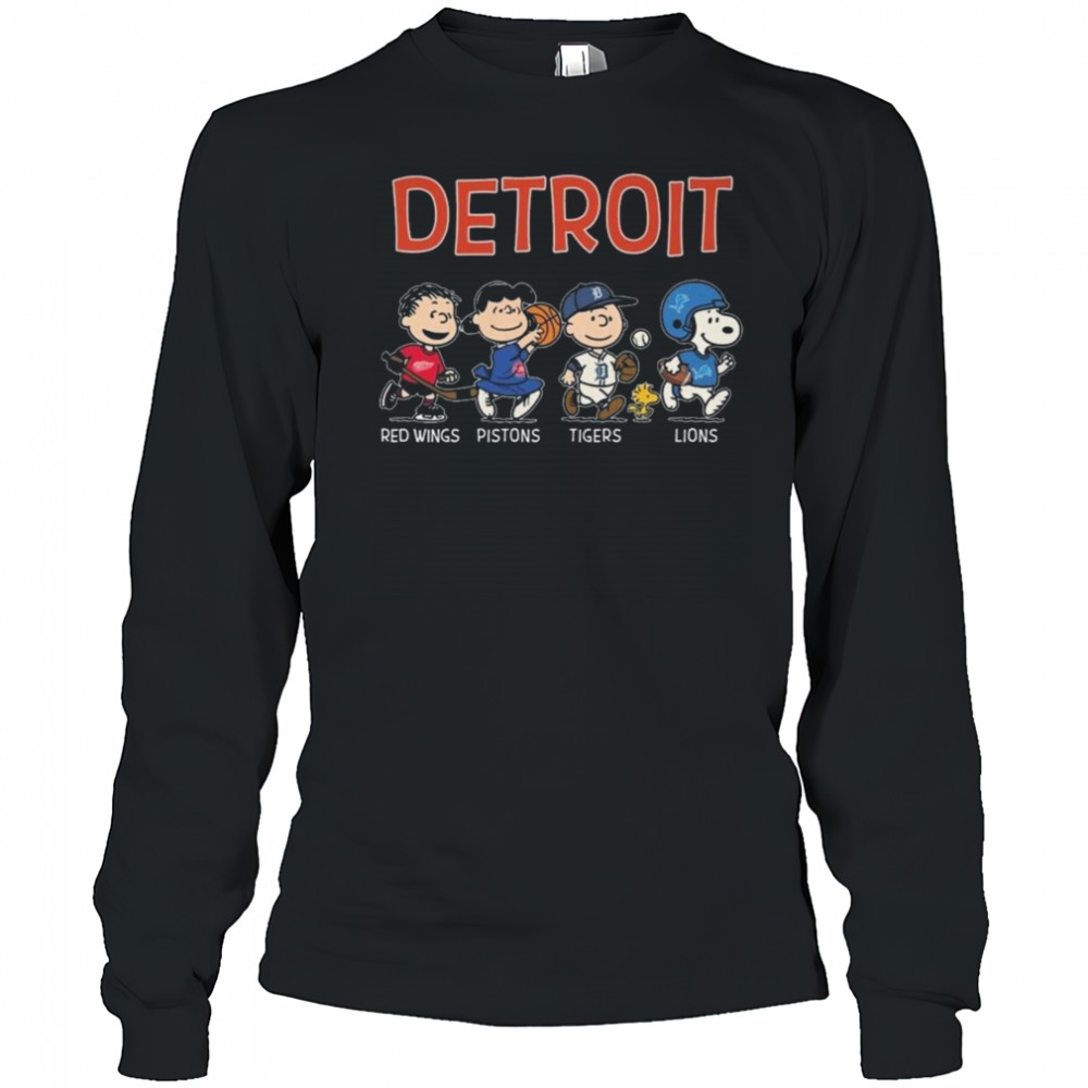 Peanuts Detroit Red Wings x Detroit Pistons x Detroit Tigers x Detroit Lions 2025 Shirt Long Sleeved