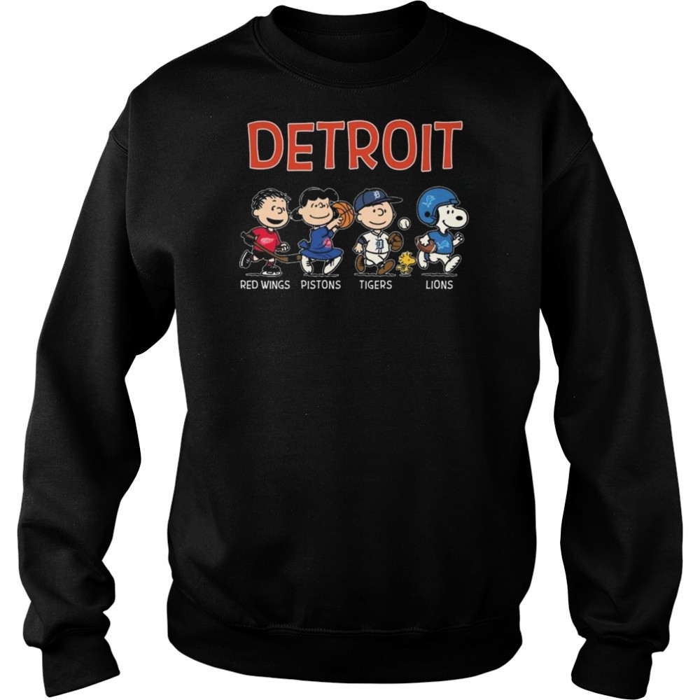 Peanuts Detroit Red Wings x Detroit Pistons x Detroit Tigers x Detroit Lions 2025 Shirt Hoodie