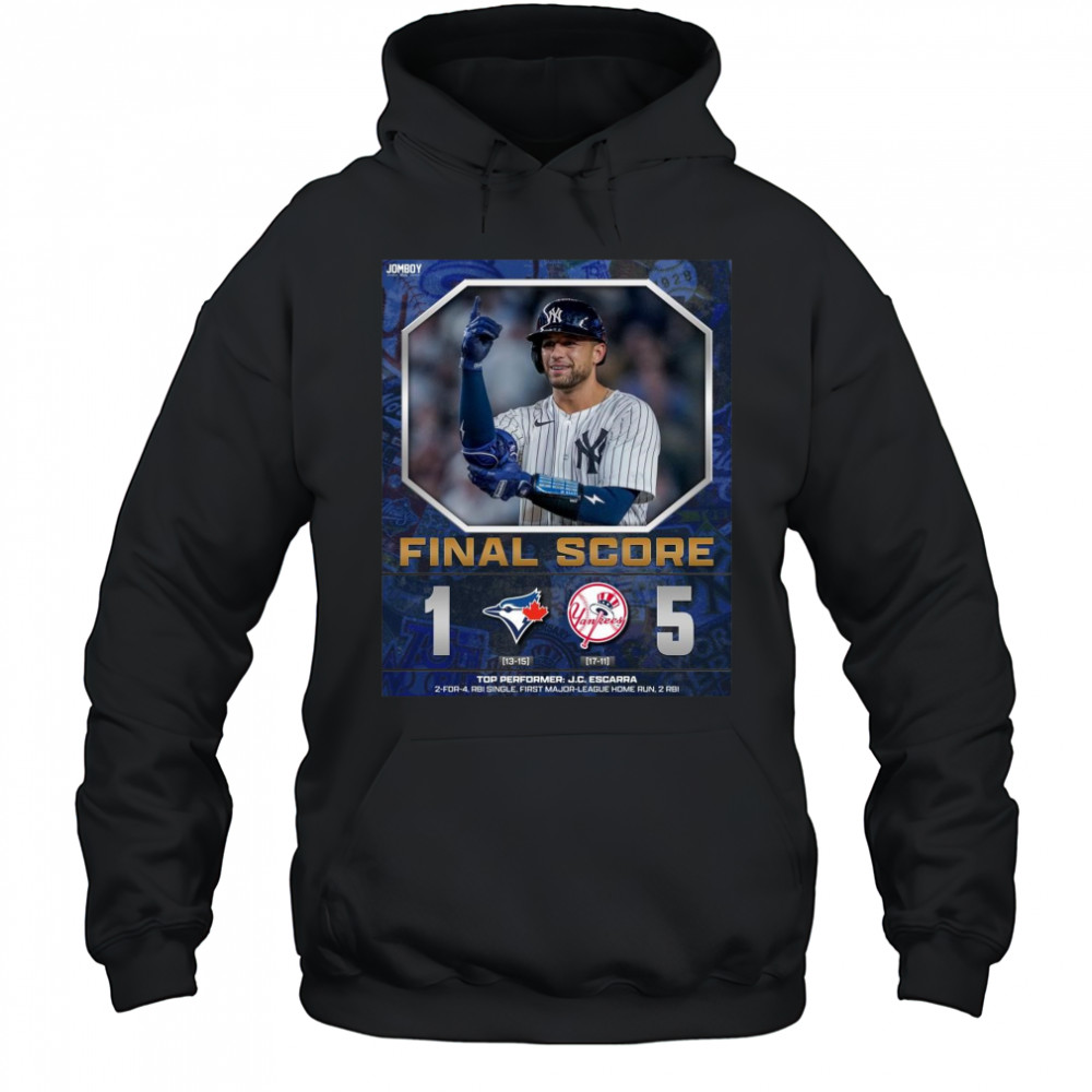 Poster New York Yankees Win Toronto Blue Jays Final Score 5 – 1 Top Performer J.C. Escarra t-shirt Hoodie