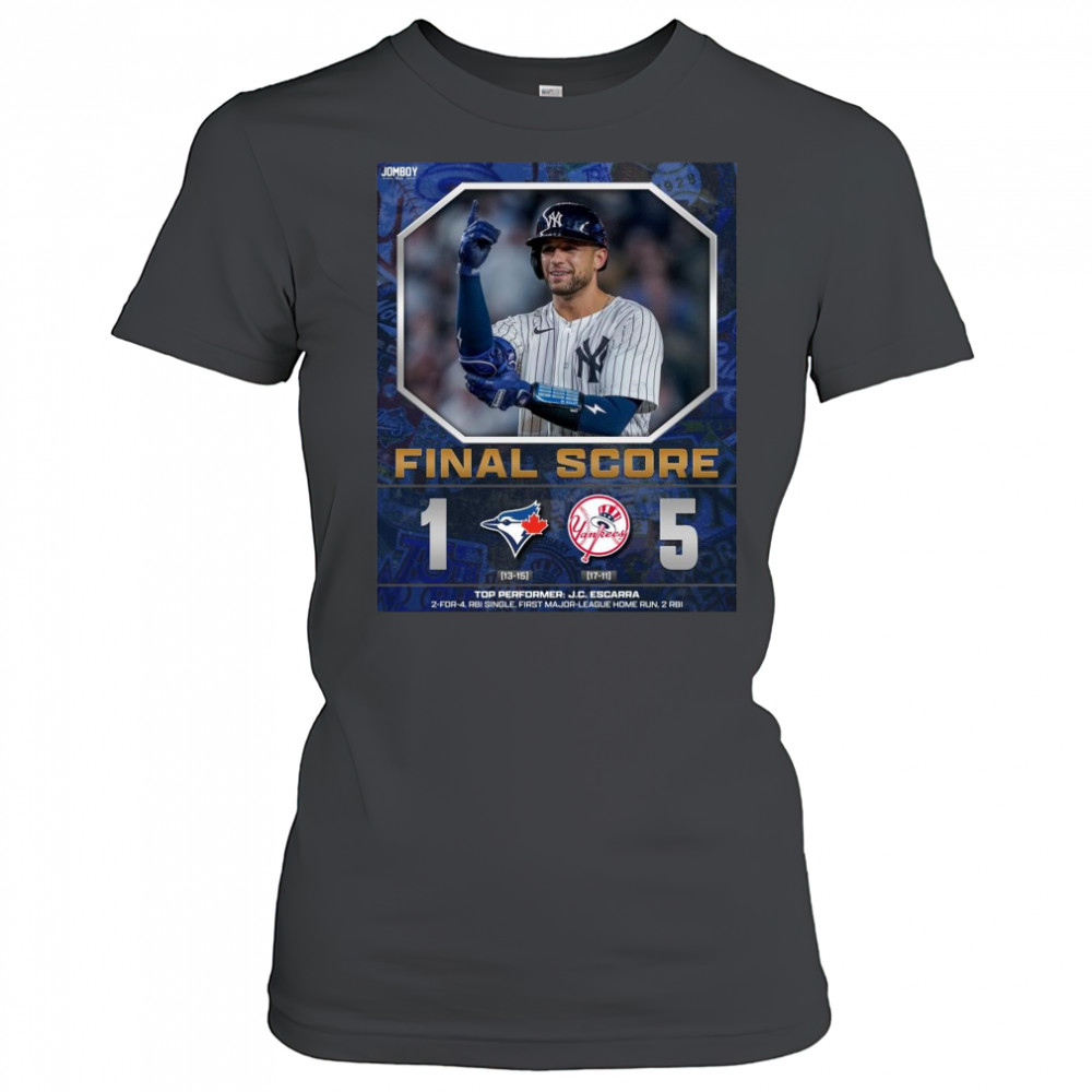 Poster New York Yankees Win Toronto Blue Jays Final Score 5 – 1 Top Performer J.C. Escarra t-shirt Women's T-shirt