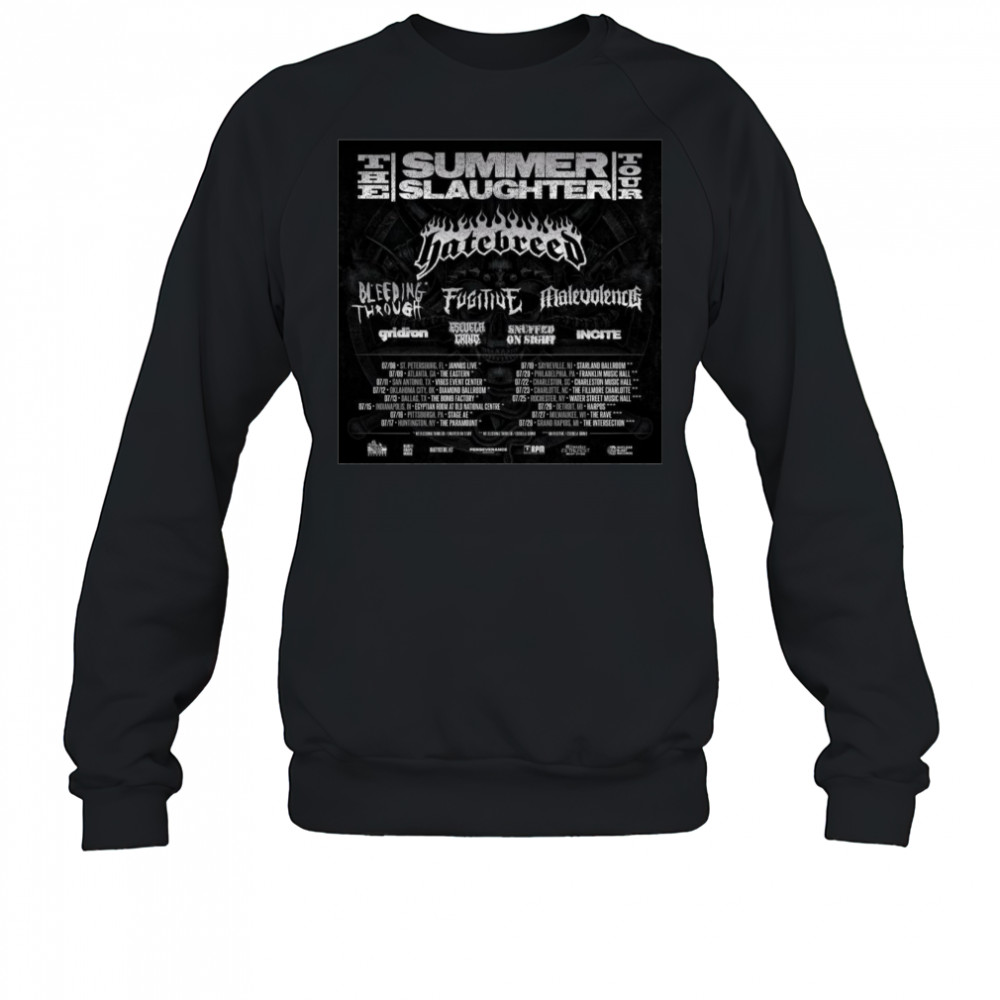 Poster The Summer Slaughter 2025 Hatebreed Bleeding Through Fugitive Malevolence t-shirt Sweatshirt