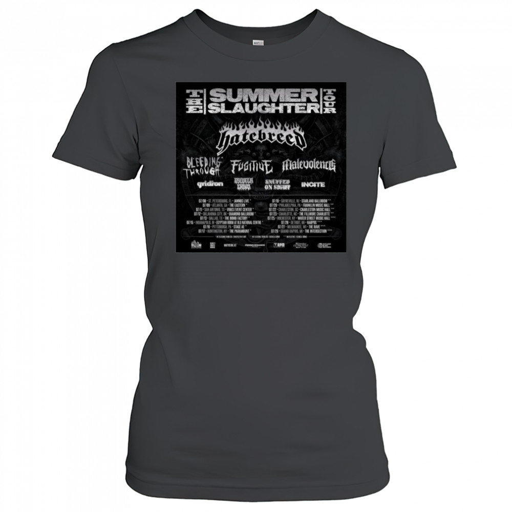 Poster The Summer Slaughter 2025 Hatebreed Bleeding Through Fugitive Malevolence t-shirt Women's T-shirt