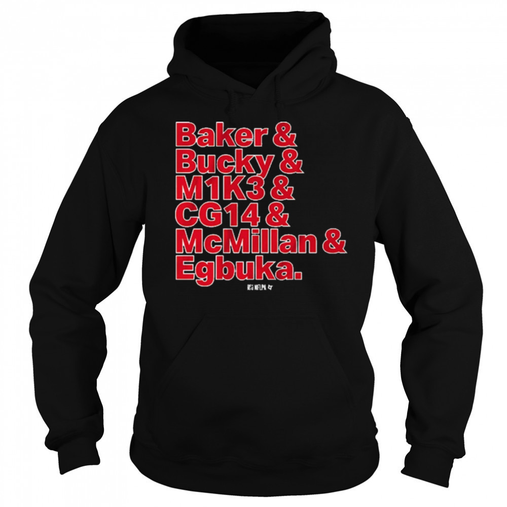 Tampa Bay Buccaneers Football Baker and Bucky and M1K3 and CG14 and McMillan and Egbuka t-shirt Sweatshirt