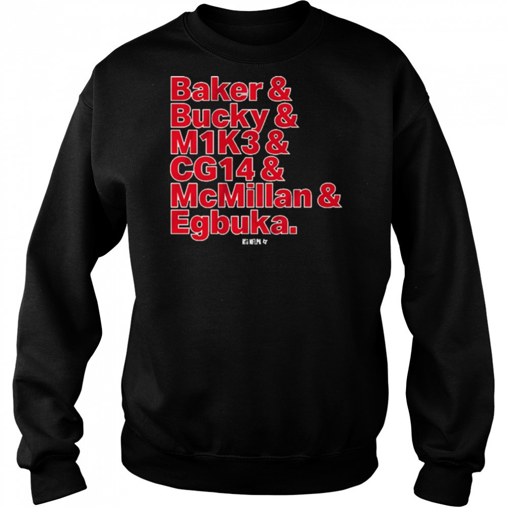 Tampa Bay Buccaneers Football Baker and Bucky and M1K3 and CG14 and McMillan and Egbuka t-shirt Hoodie