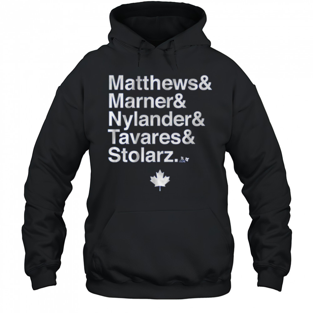 Toronto Maple Leafs Hockey Matthews and Marner and Nylander and Tavares & Stolarz t-shirt Hoodie