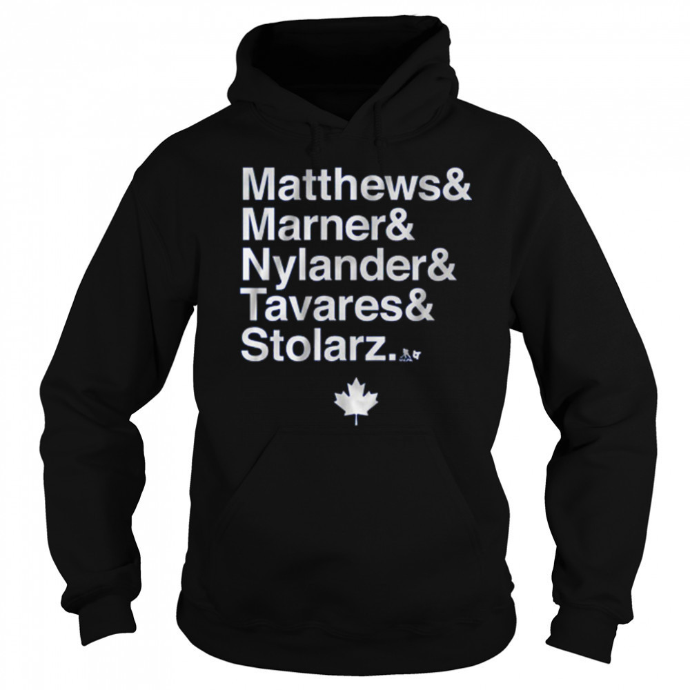 Toronto Maple Leafs Hockey Matthews and Marner and Nylander and Tavares & Stolarz t-shirt Sweatshirt