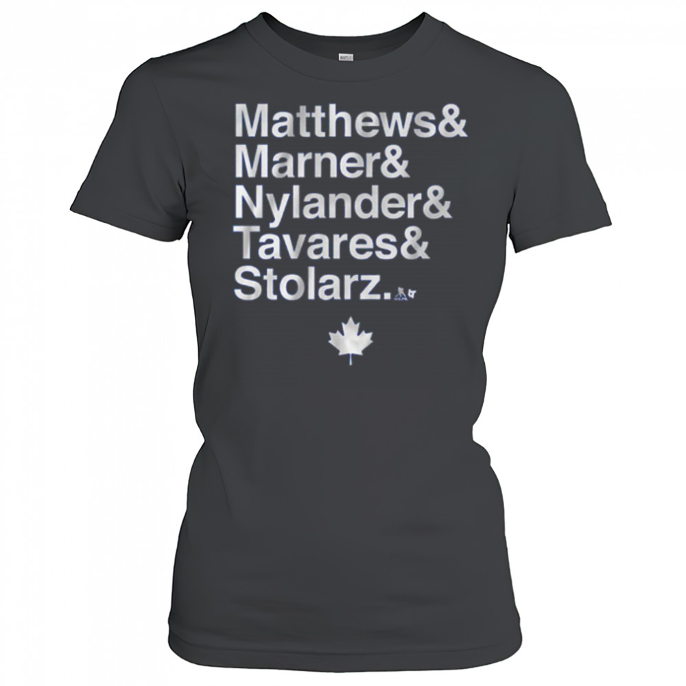 Toronto Maple Leafs Hockey Matthews and Marner and Nylander and Tavares & Stolarz t-shirt Women's T-shirt
