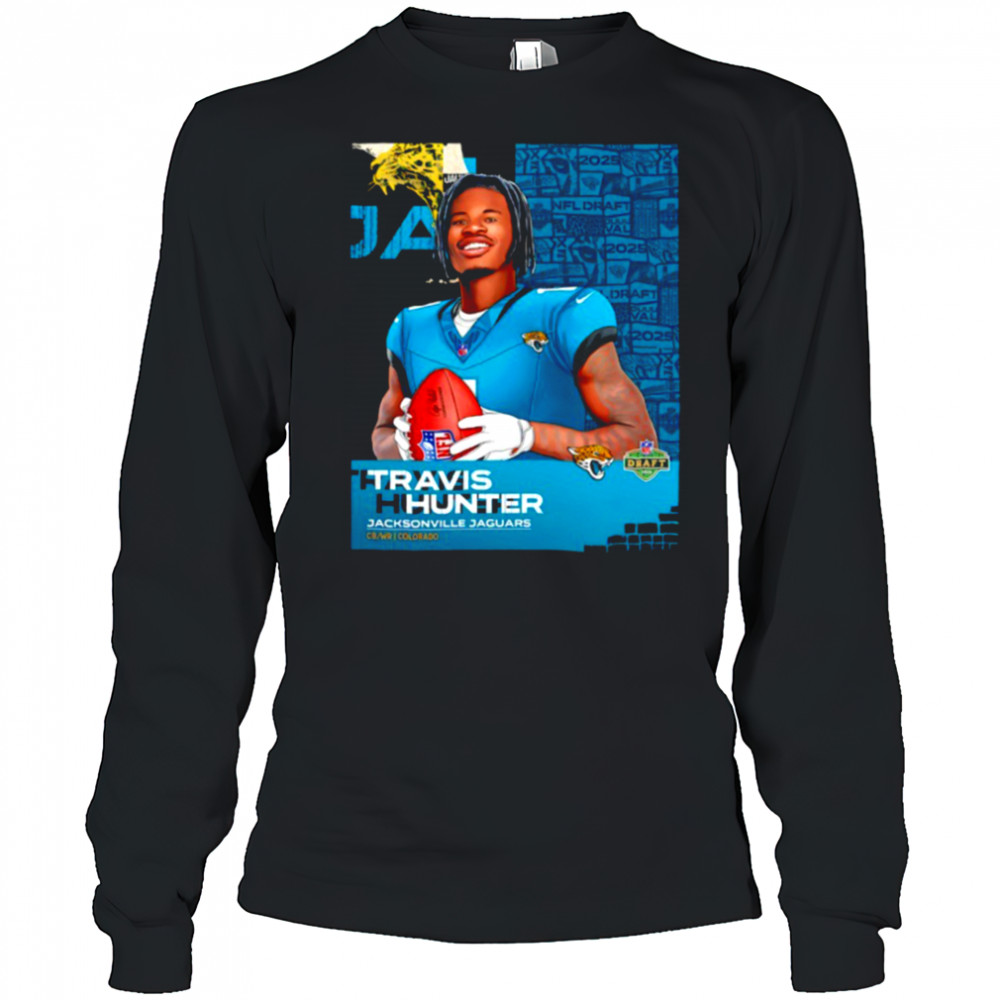 Travis Hunter Jacksonville Jaguars 2025 NFL Draft art shirt Long Sleeved