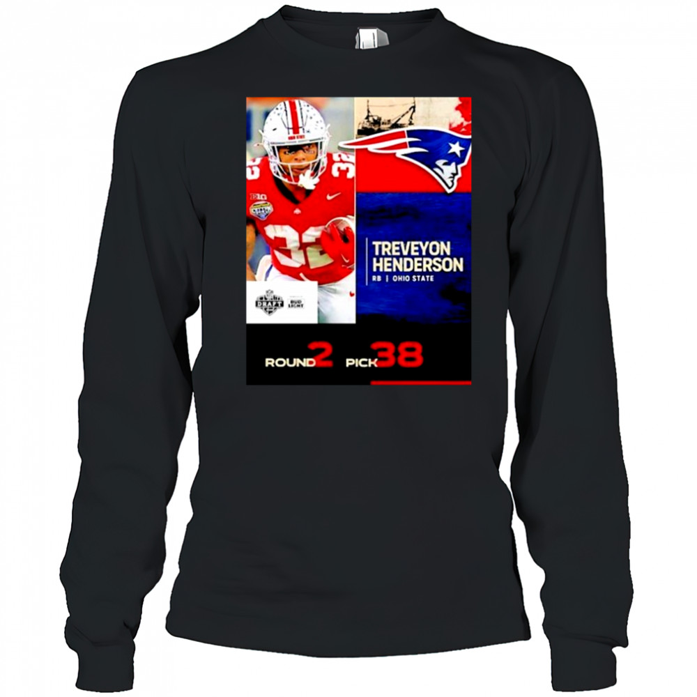 Treveyon Henderson New England Patriots 2025 Nfl Draft Poster T-Shirt Long Sleeved