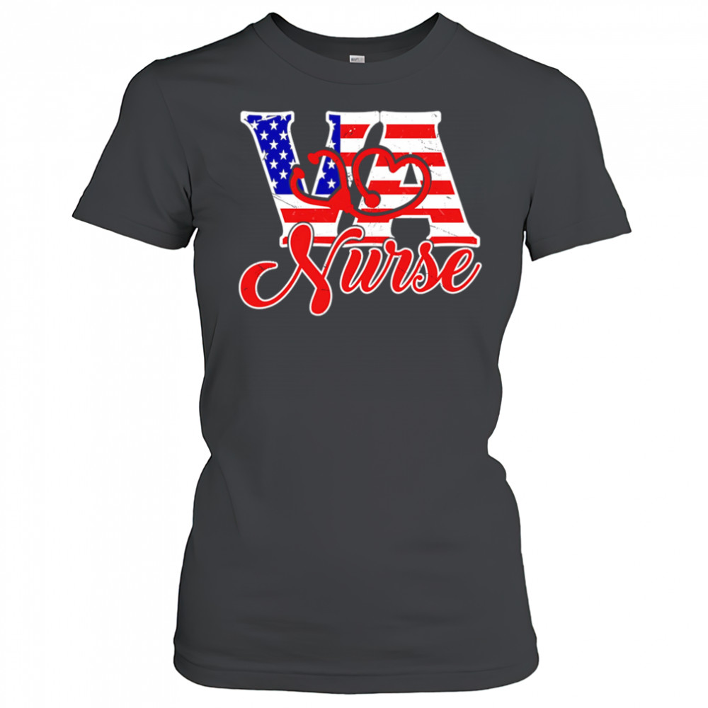 VA love nurse American flag shirt Women's T-shirt