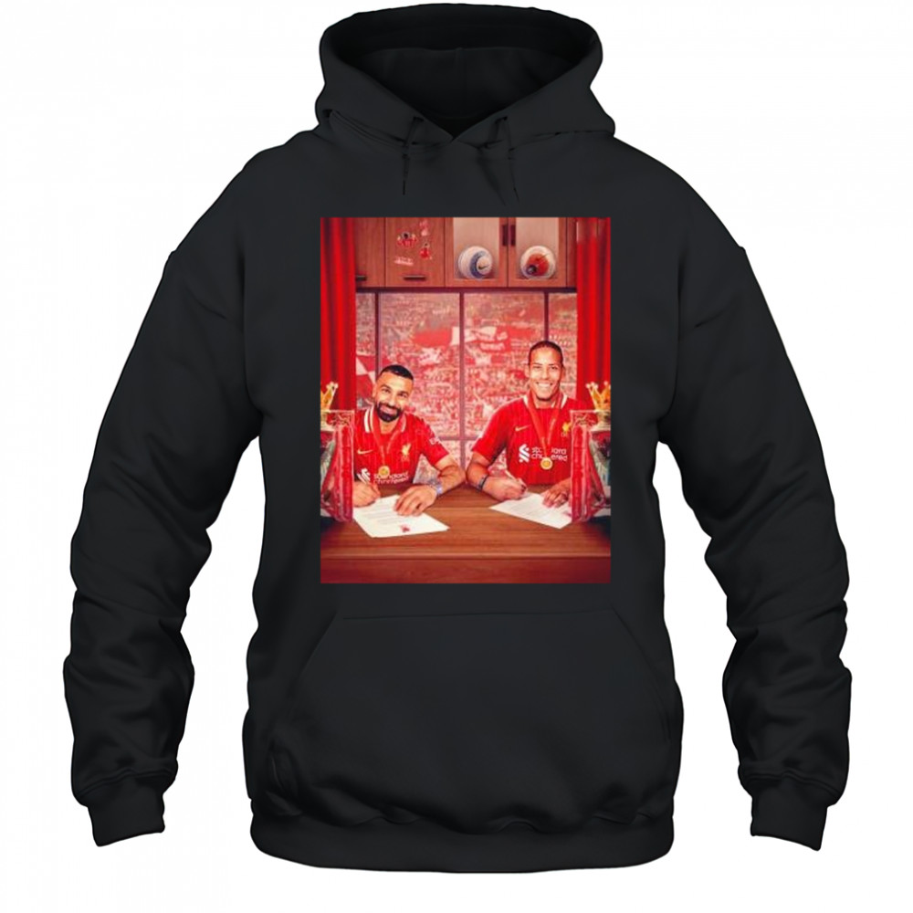 Virgil van Dijk and Mohamed Salah new contracts new medals shirt Hoodie