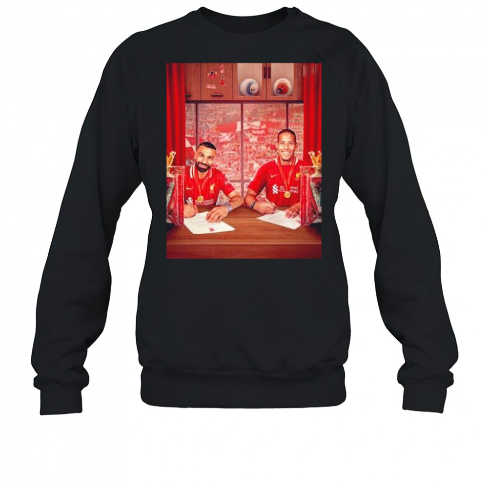 Virgil van Dijk and Mohamed Salah new contracts new medals shirt Sweatshirt