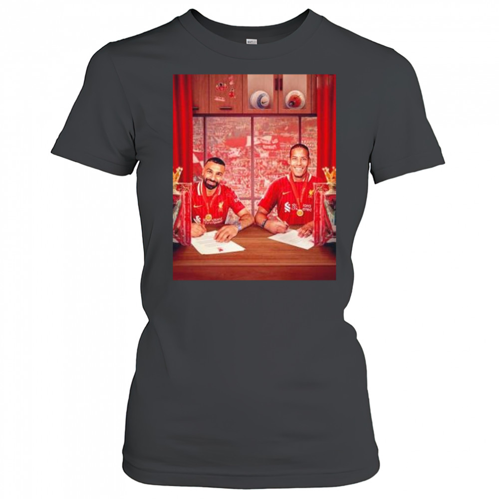Virgil van Dijk and Mohamed Salah new contracts new medals shirt Women's T-shirt