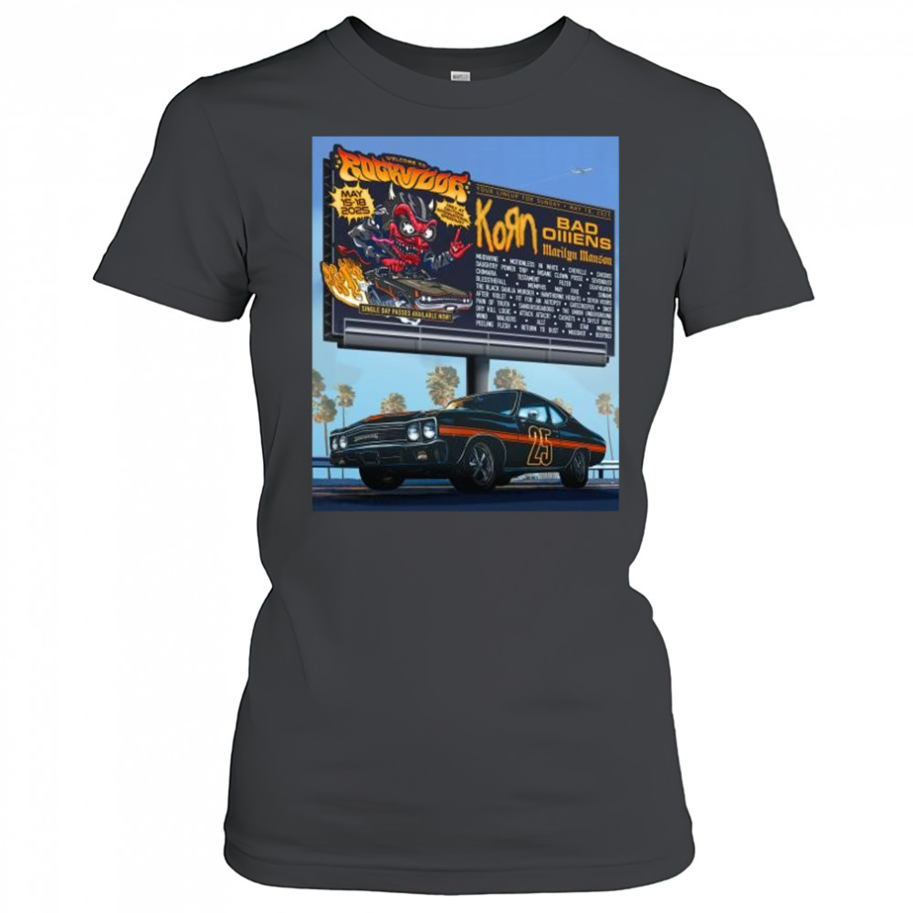 Welcome To Rockville May 15-18 2025 Korn Bad Olliens Marilyn Manson Only At Daytona International Speedway t-shirt Women's T-shirt