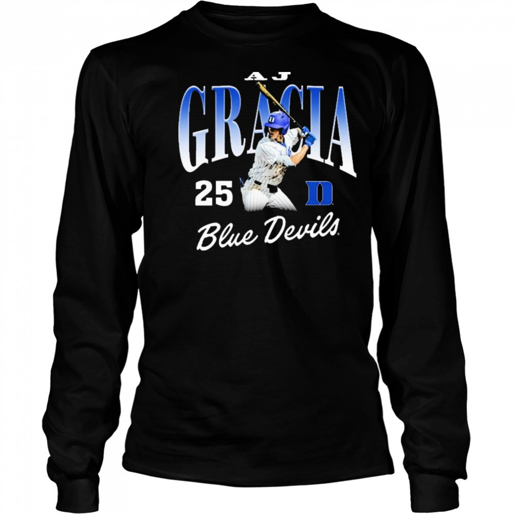 AJ Gracia 25 Duke Blue Devils Baseball NCAA Division I 2025 t-shirt Long Sleeved