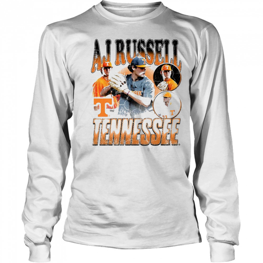 AJ Russell Tennessee Vols Baseball NCAA Division I 2025 90s Graphic t-shirt Long Sleeved