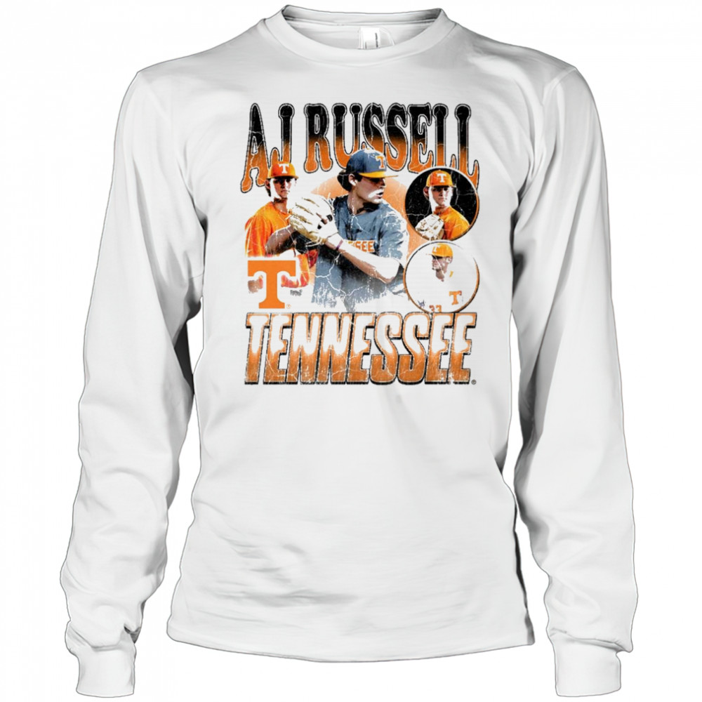 AJ Russell Tennessee Vols Baseball NCAA Division I 2025 90s Graphic t-shirt Long Sleeved