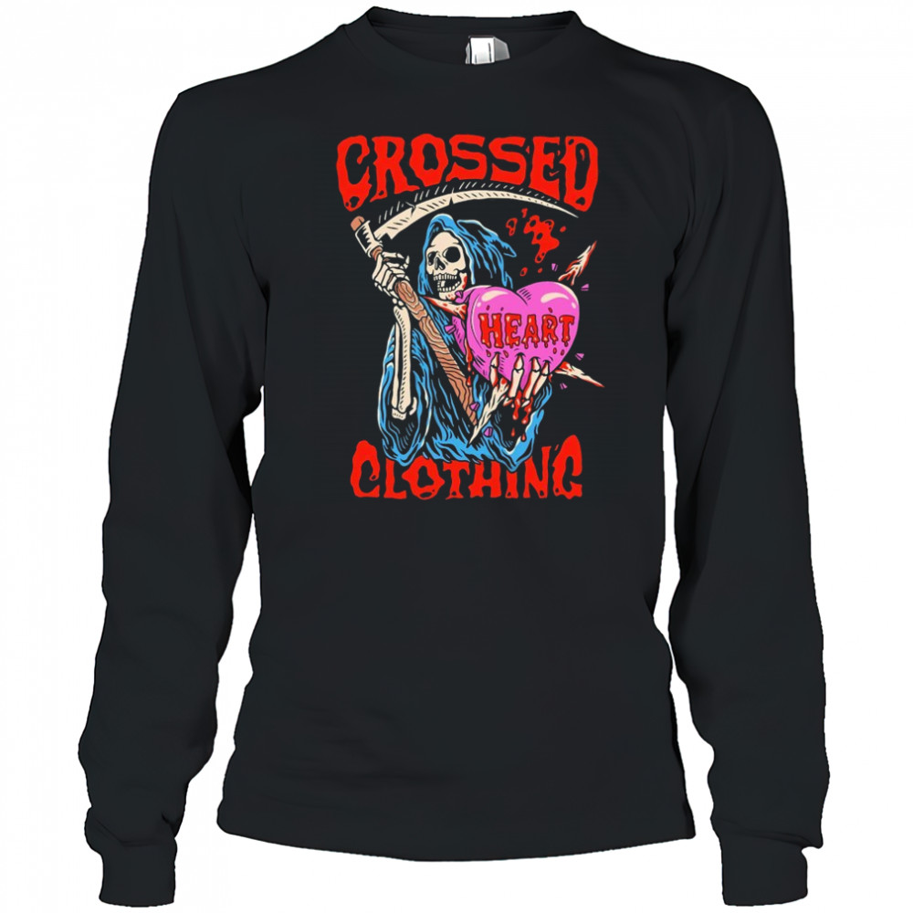 Crossed Heart Death Grim Reaper T-shirt Long Sleeved