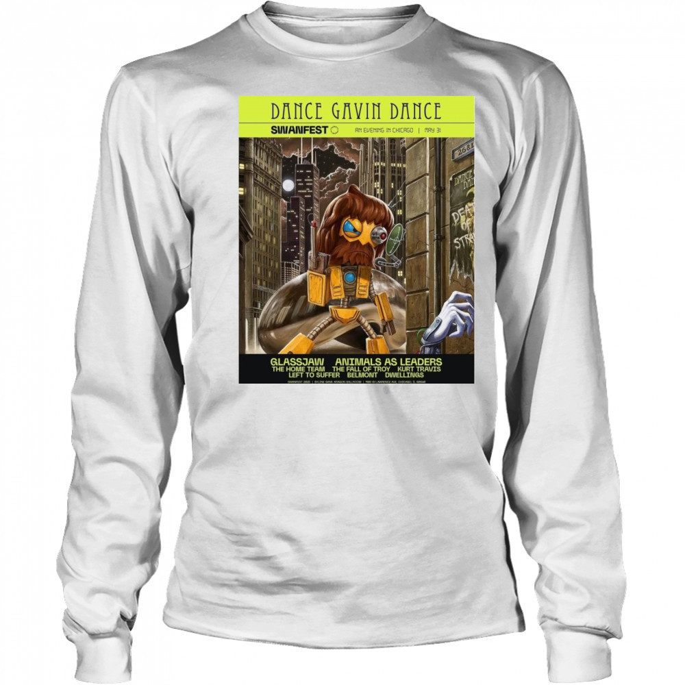 Dance Gavin Dance Swanfest An Evening In Chicago May 31 2025 Byline Bank Aragon Ballroom t-shirt Long Sleeved