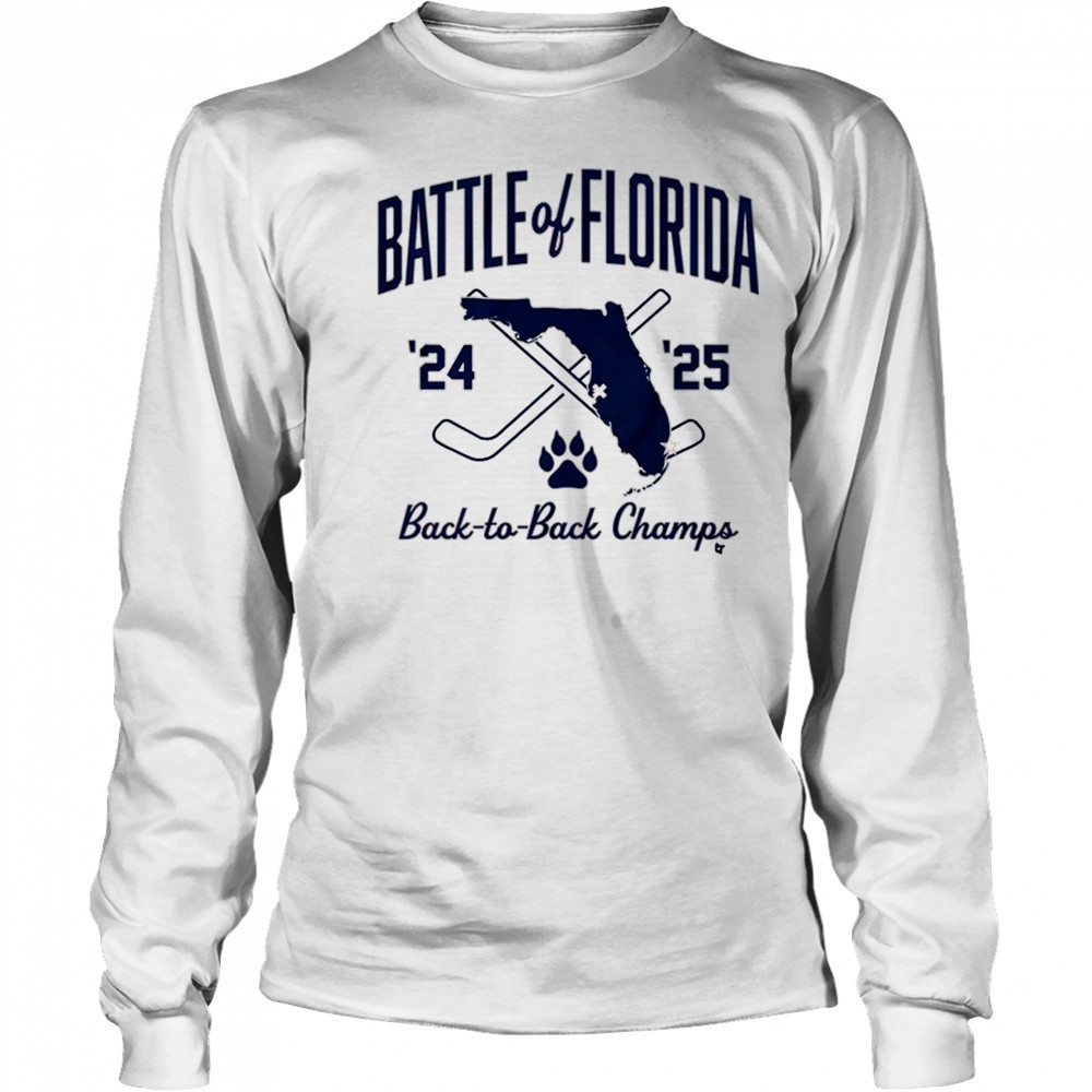 Florida Panthers Hockey Battle of Florida Back-to-Back Champs 2025 Graphic t-shirt Long Sleeved