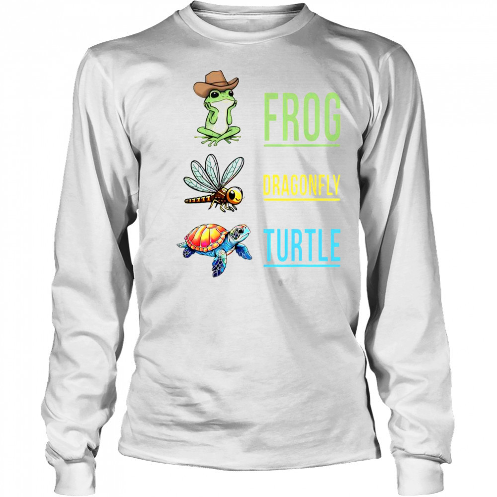 Frog Dragonfly Turtle T-Shirt Long Sleeved