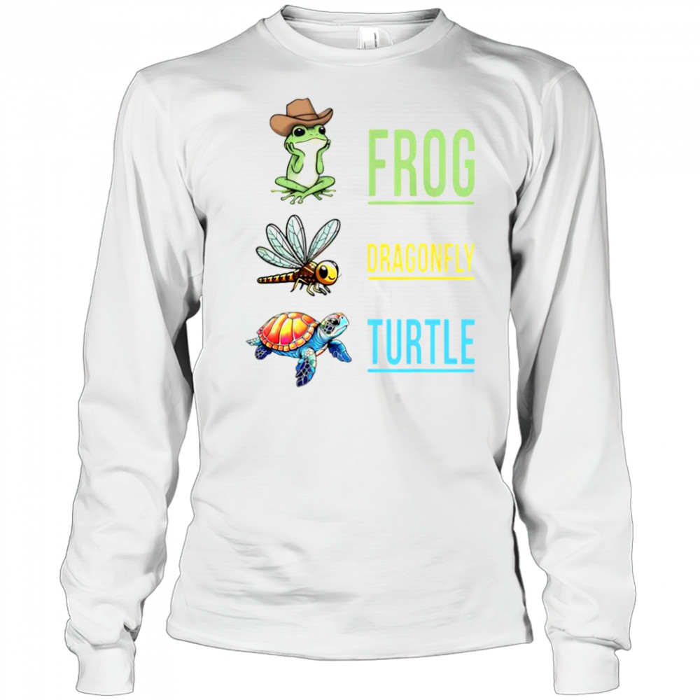 Frog Dragonfly Turtle T-Shirt Long Sleeved