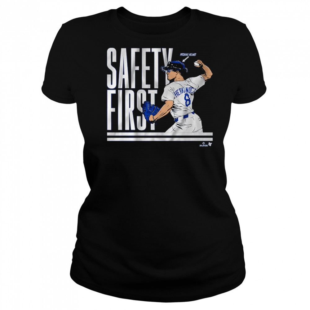 Kike Hernandez Safety First Pitching Helmet Los Angeles Dodgers MLB Baseball 2025 t-shirt Women's T-shirt