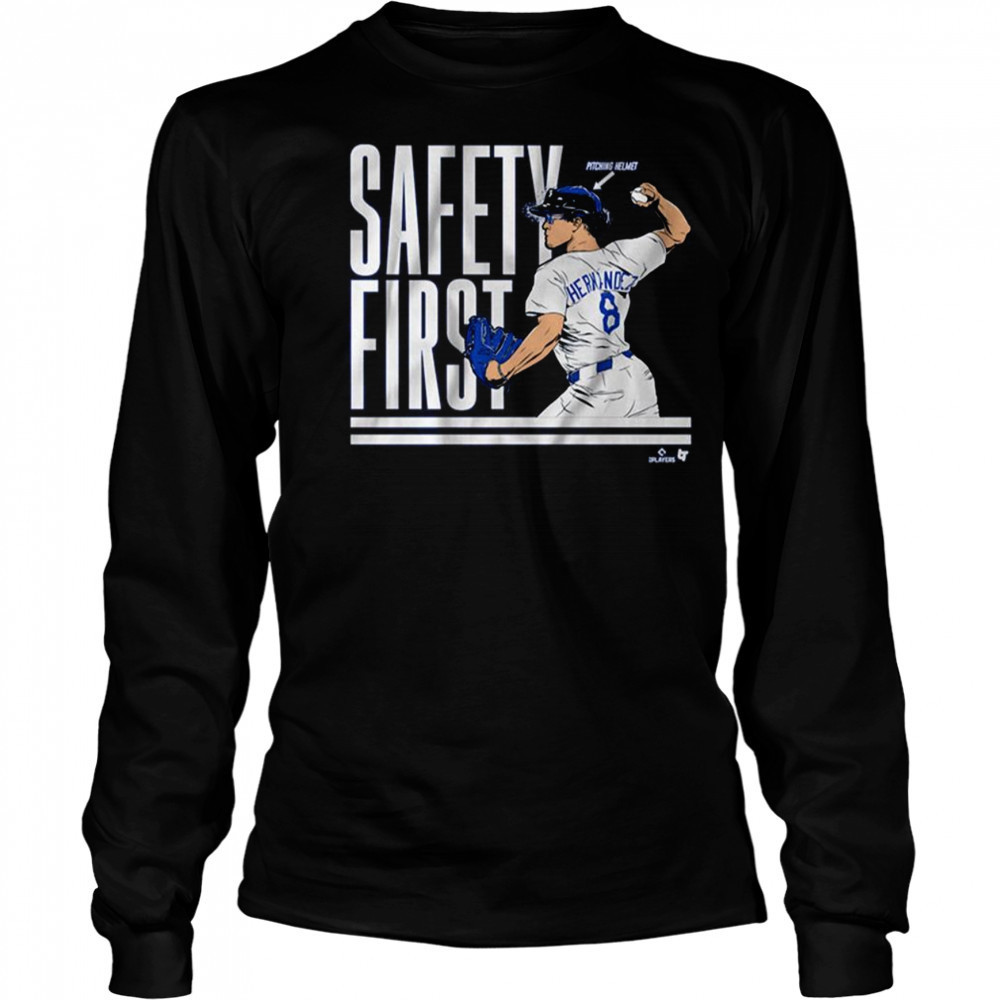 Kike Hernandez Safety First Pitching Helmet Los Angeles Dodgers MLB Baseball 2025 t-shirt Long Sleeved