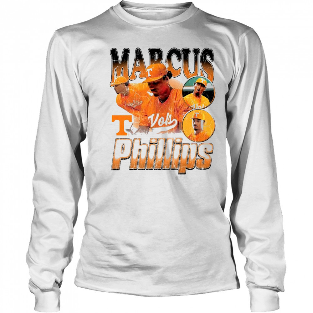 Marcus Phillips Tennessee Vols Baseball NCAA Division I 2025 90s Graphic t-shirt Long Sleeved